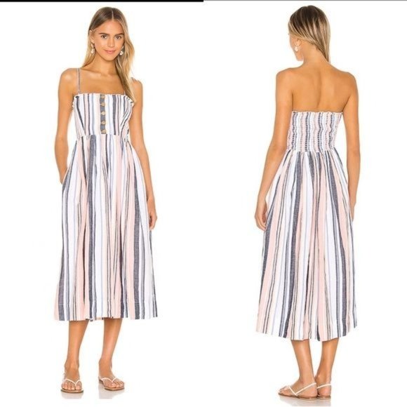 Free People Lilah Striped Midi Dress M - Picture 1 of 6